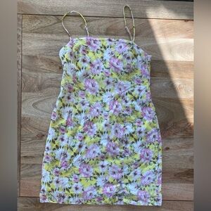 Lush Floral Mini Dress in Yellow and Pink